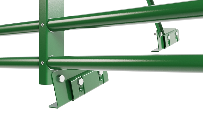 Ограждение кровельное NewLine H-120см, 3м, для фальц. кров., лиственно-зеленый (RAL 6002), с двумя доп. трубами