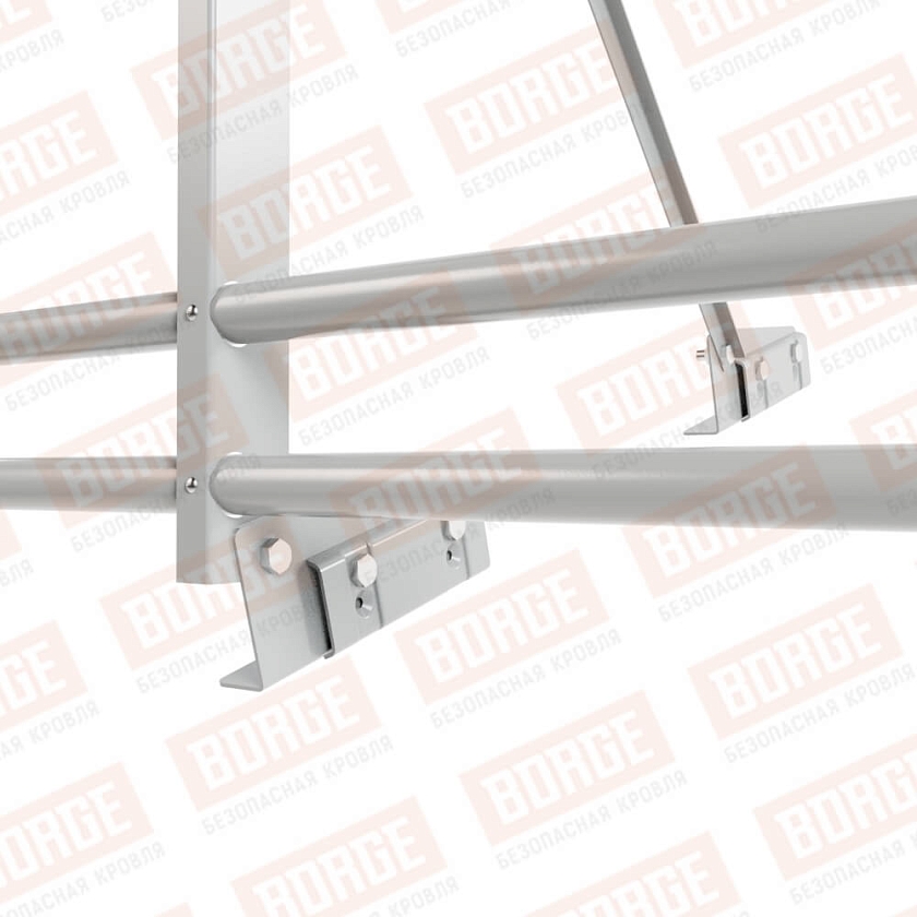 Ограждение декоративное NewLine H-120см, 3м, для фальц. кров., бело-алюминиевый (RAL 9006), с двумя доп. трубами