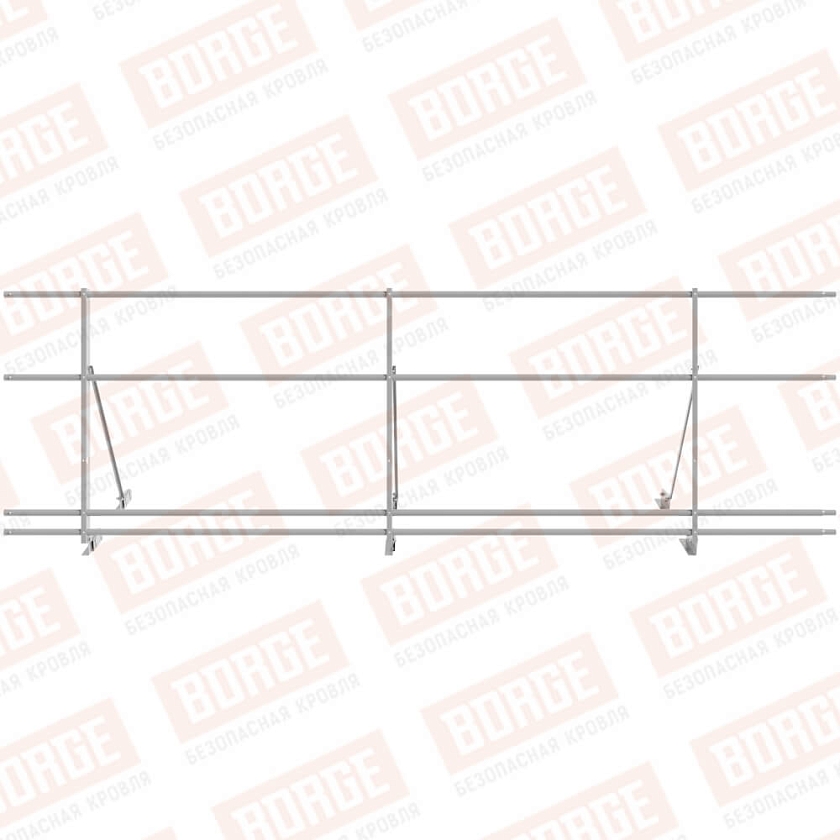 Ограждение декоративное NewLine H-90см, 3м, для фальц. кров., сигнально-серый (RAL 7004), с двумя доп. трубами