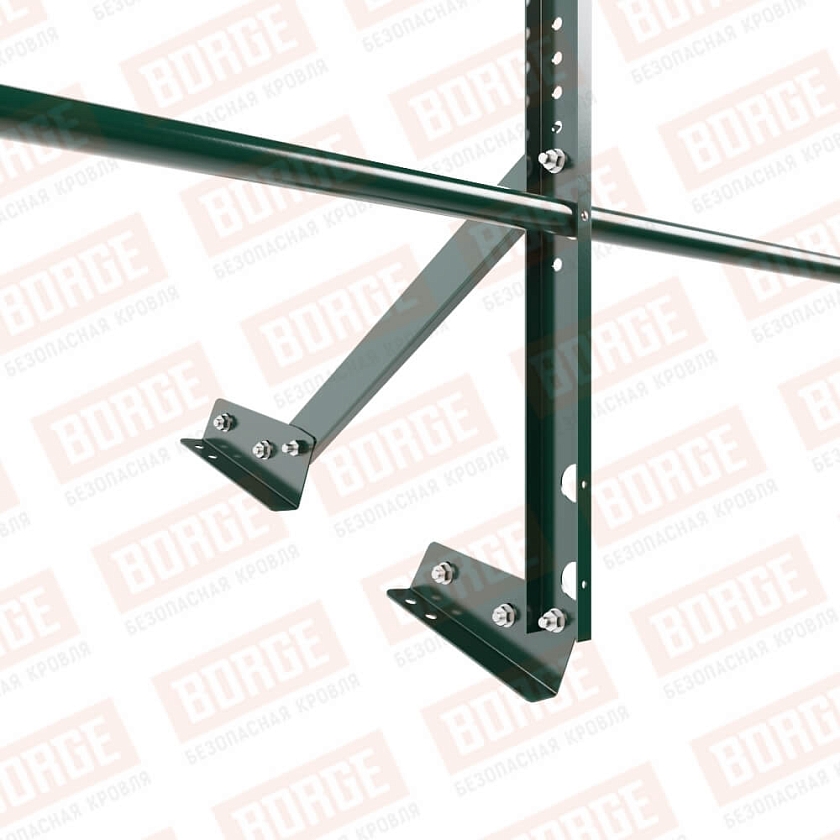 Ограждение кровельное Русский Рубеж H-60см, 3м, для фальцевой кровли, зеленый мох (RAL 6005)