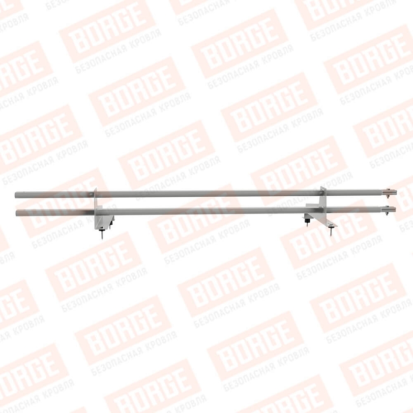 Снегозадержатель трубчатый BORGE 1,5м, 2 опоры, для МЧ с выс. ступ., бело-алюминиевый (RAL 9006), 350мм