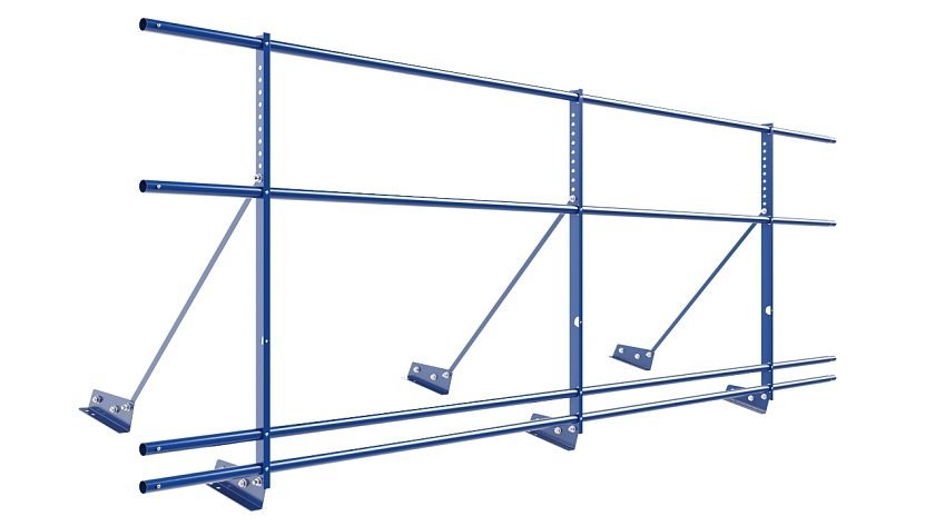 Ограждение кровельное NewLine H-90см, 3м, для фальц. кров., сигнально-синий (RAL 5005), с двумя доп. трубами