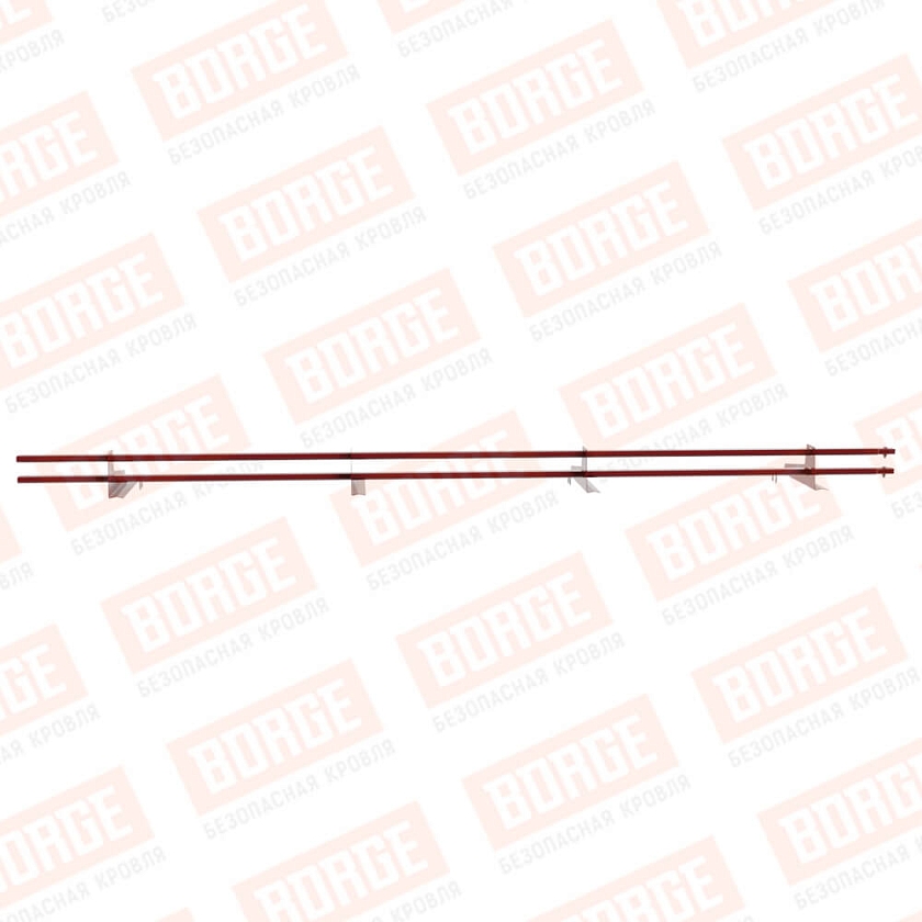 Снегозадержатель трубчатый BORGE 3м, 4 опоры, для черепичной кровли, коричнево-красный (RAL 3011)