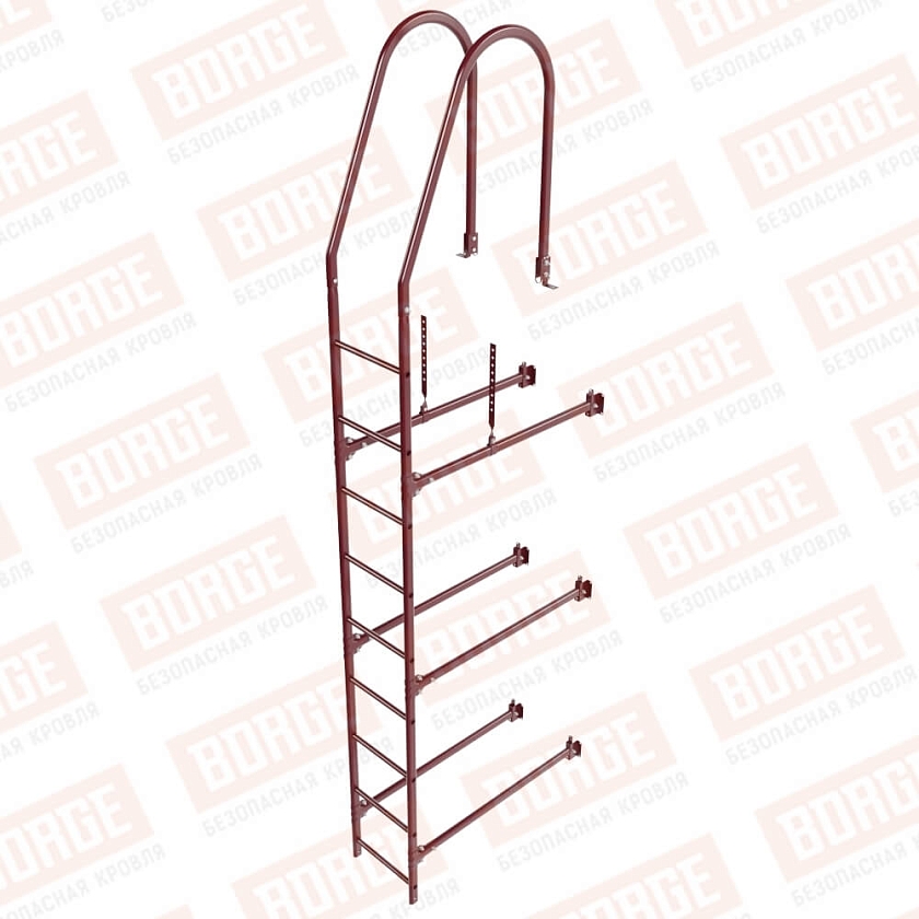 Комплект лестница фасадная BORGE (верхняя секция), 2,7м, красное вино (RAL 3005)