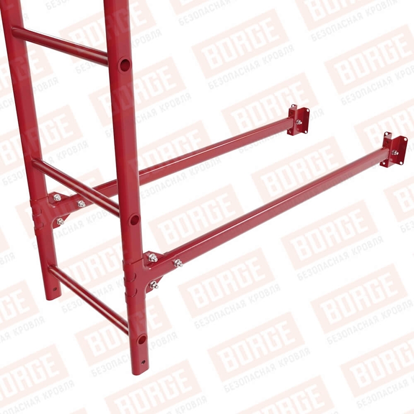 Комплект лестница фасадная BORGE (верхняя секция), 1,8м, рубиново-красный (RAL 3003)