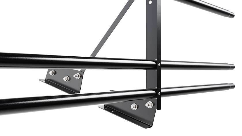 Ограждение кровельное NewLine H-60см, 3м, для фальц. кров., чёрный (RAL 9005), с двумя доп. трубами