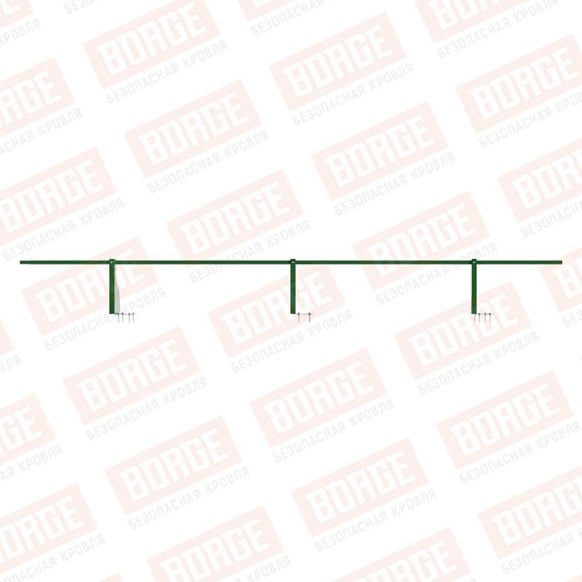 Ограждение плоских кровель NewLine Н-30, 3м, верхнее крепление, лиственно-зеленый (RAL 6002)