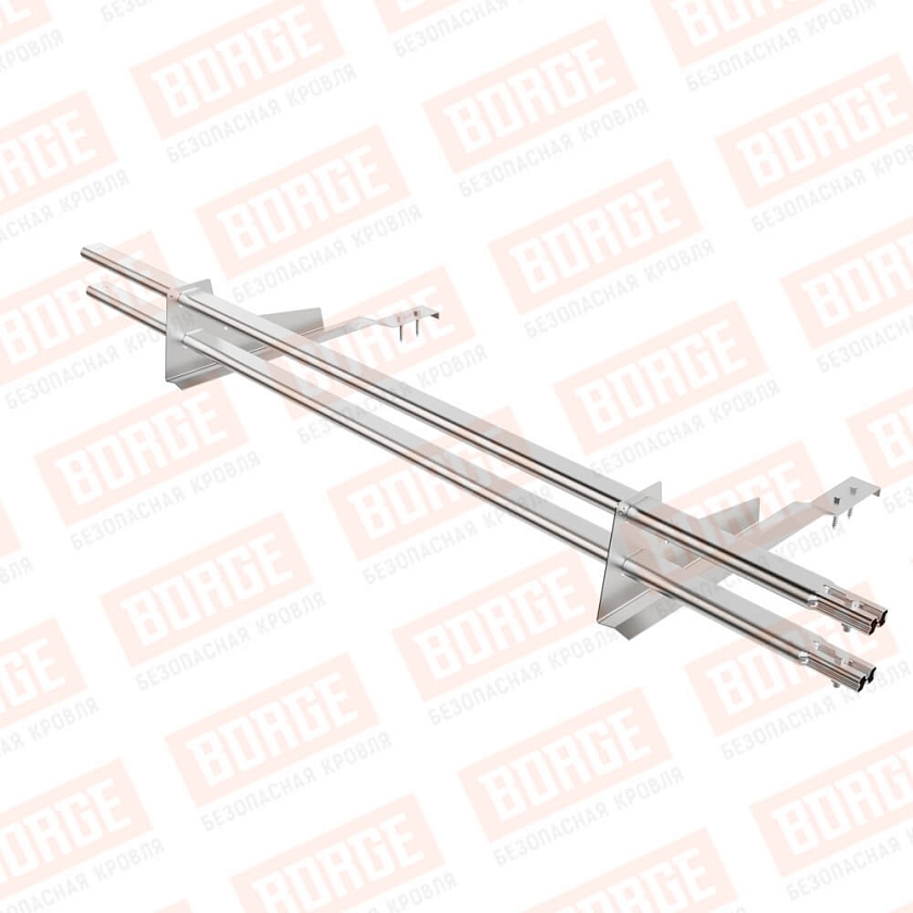 Снегозадержатель трубчатый BORGE 1,5м, 2 опоры, для черепичной кровли, цинк