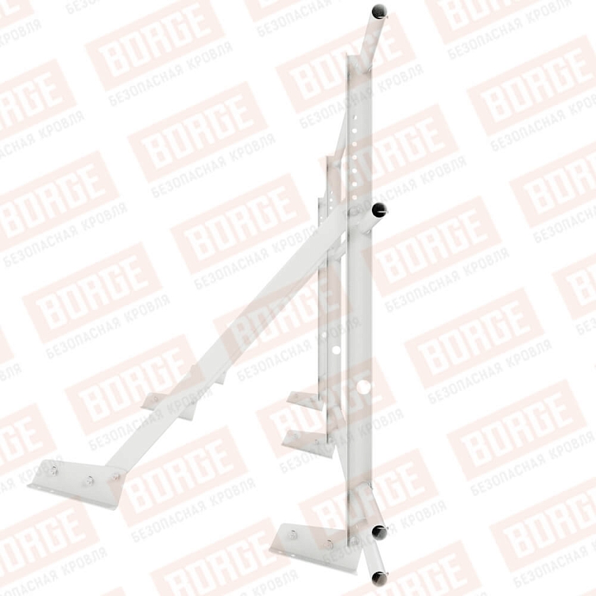 Ограждение кровельное Русский Рубеж H-90см, 3м, для фальцевой кровли, сигнально-белый (RAL 9003), с двумя доп. трубами