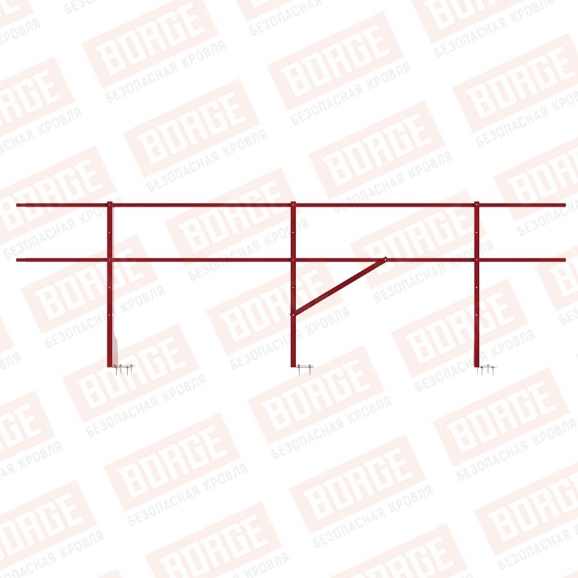 Ограждение плоских кровель Русский Рубеж Н-90, 3м, верхнее крепление, рубиново-красный (RAL 3003)