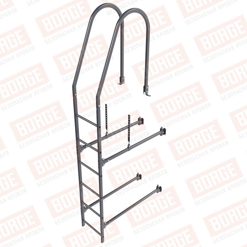 Комплект лестница фасадная BORGE (верхняя секция), 1,8м, серый графит (RAL 7024 matt)