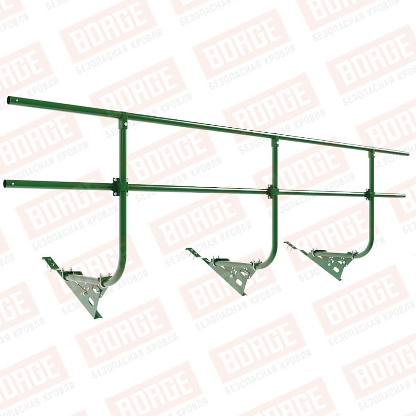 Ограждение кровельное BORGE H-90см, 3м, для черепичной кровли, лиственно-зеленый (RAL 6002)