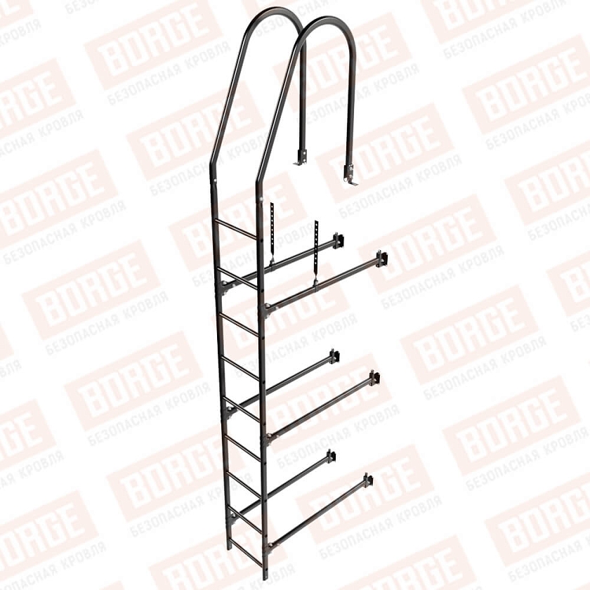 Комплект лестница фасадная BORGE (верхняя секция), 2,7м, чёрный (RAL 9005 Matt)