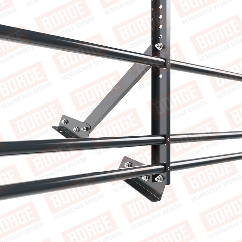 Ограждение кровельное Русский Рубеж H-60см, 3м, для фальцевой кровли, антрацитово-серый (RAL 7016), с двумя доп. трубами