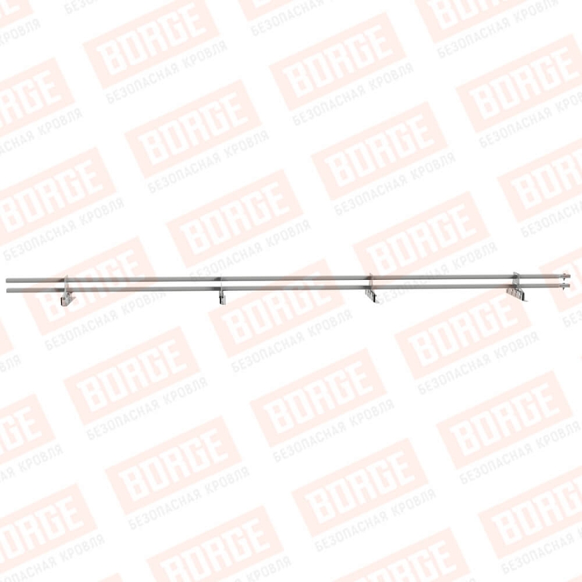 Снегозадержатель трубчатый BORGE 3м, 4 опоры, для фальцевой кровли, бело-алюминиевый (RAL 9006)