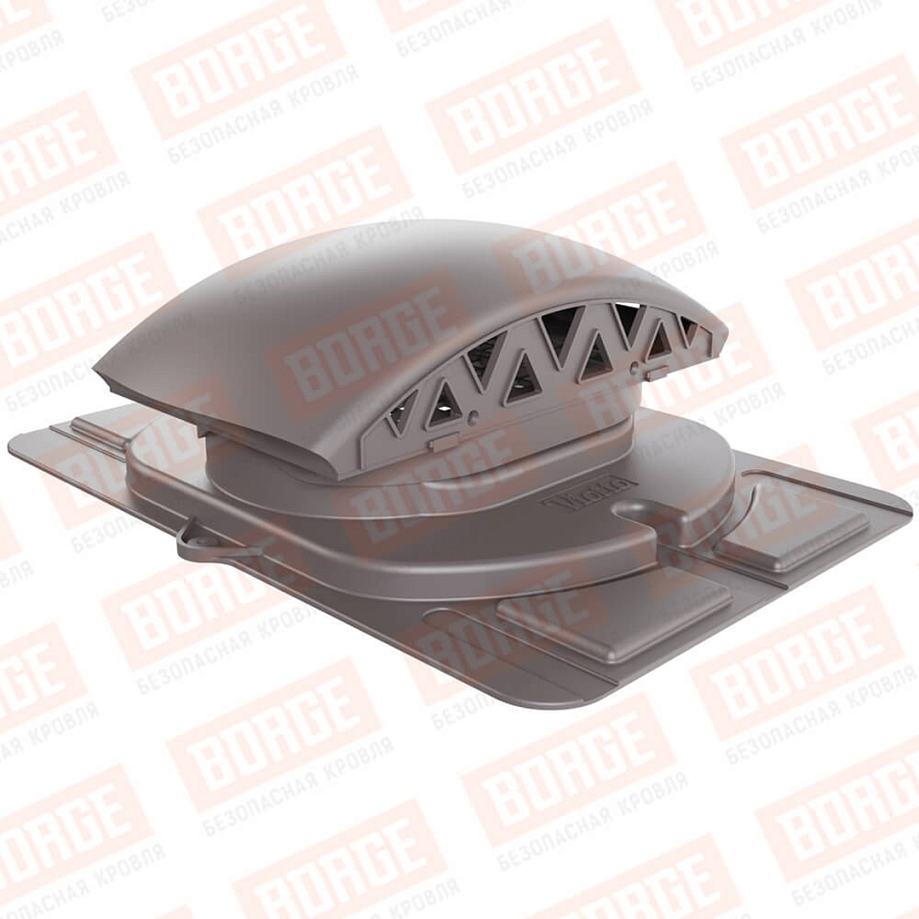 Вентилятор подкровельный Viotto с универсальным проходным элементом, серо-коричневый (RAL 8019). Черепаха