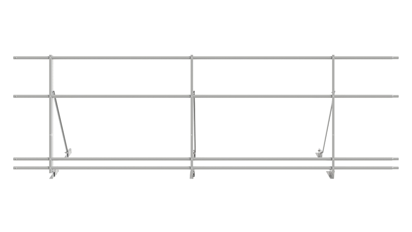 Ограждение кровельное NewLine H-90см, 3м, для фальц. кров., бело-алюминиевый (RAL 9006), с двумя доп. трубами