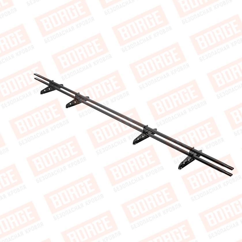 Снегозадержатель трубчатый Русский Рубеж 20х40мм, 3м, 4 опоры, для фальц. кровли, чёрный (RAL 9005)