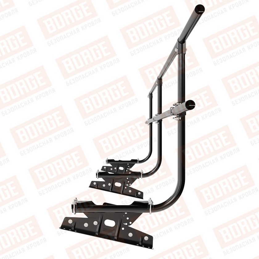 Ограждение кровельное BORGE H-90см, 3м, для фальцевой кровли, чёрный (RAL 9005 matt)