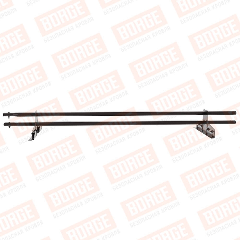 Снегозадержатель трубчатый Русский Рубеж 25х45мм, 1,5м, 2 опоры, для фальц. кров., серо-коричневый (RAL 8019)