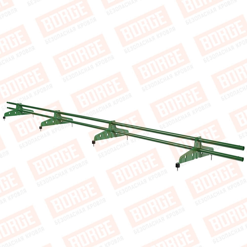 Снегозадержатель трубчатый Русский Рубеж D-25мм, 3м, 4 опоры, лиственно-зеленый (RAL 6002)