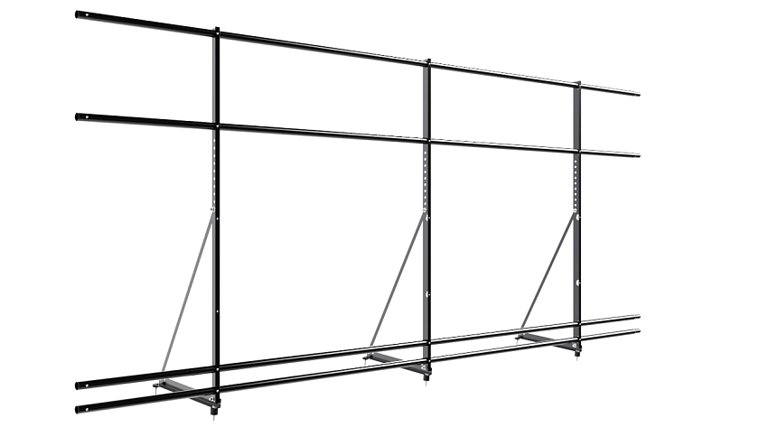 Ограждение кровельное NewLine H-120см, 3м, чёрный (RAL 9005), с двумя доп. трубами