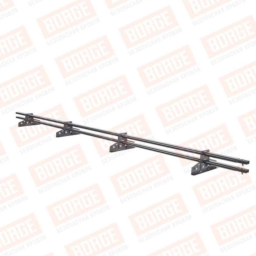 Снегозадержатель трубчатый BORGE 3м, 4 опоры, для фальцевой кровли, серый графит (RAL 7024 Matt)