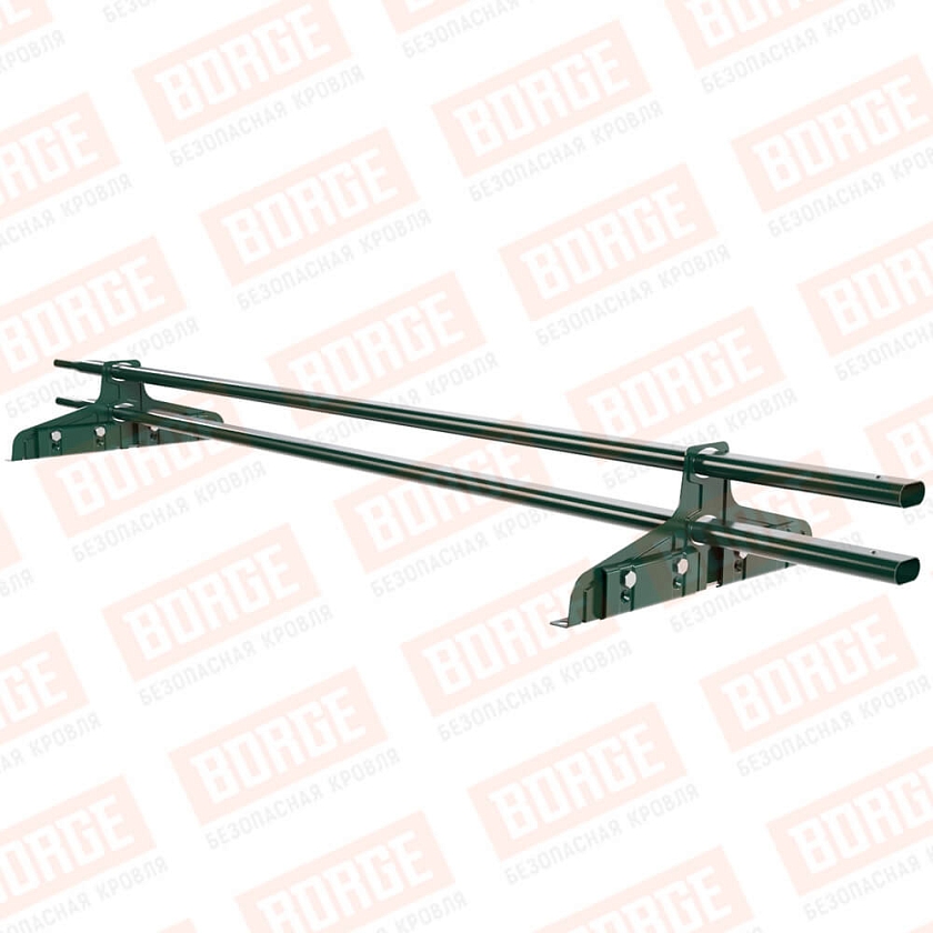 Снегозадержатель трубчатый Русский Рубеж 20х40мм, 1,5м, 2 опоры, для фальц. кровли, зеленый мох (RAL 6005)