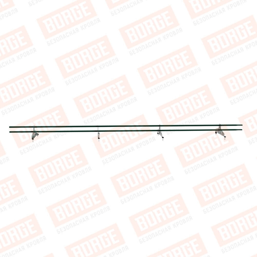 Снегозадержатель трубчатый Русский Рубеж 20х40мм, 3м, 4 опоры, зеленый мох (RAL 6005)