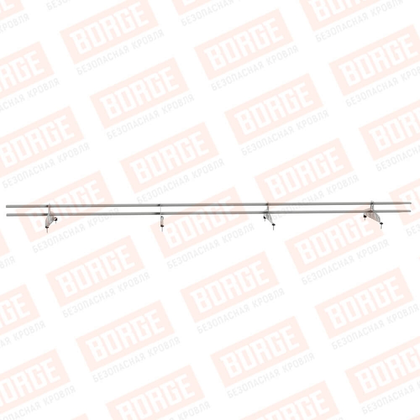 Снегозадержатель трубчатый Русский Рубеж 20х40мм, 3м, 4 опоры, бело-алюминиевый (RAL 9006)