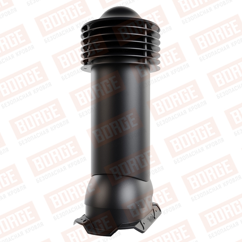 Труба вентиляционная Viotto, для профнастила С20, d-125мм, утепленная, чёрный (RAL 9005)