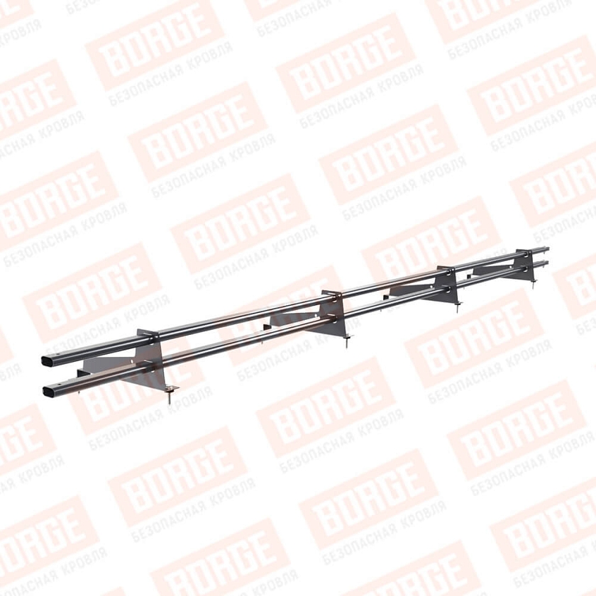 Снегозадержатель трубчатый BORGE 3м, 4 опоры, для МЧ с выс. ступен., серый графит (RAL 7024 matt), 350мм