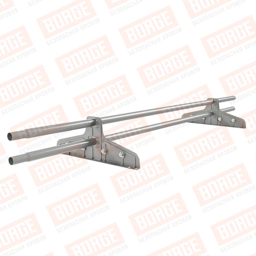 Снегозадержатель трубчатый Русский Рубеж D-25мм, 1,5м, 2 опоры, для фальц. кров., бело-алюминиевый (RAL 9006)