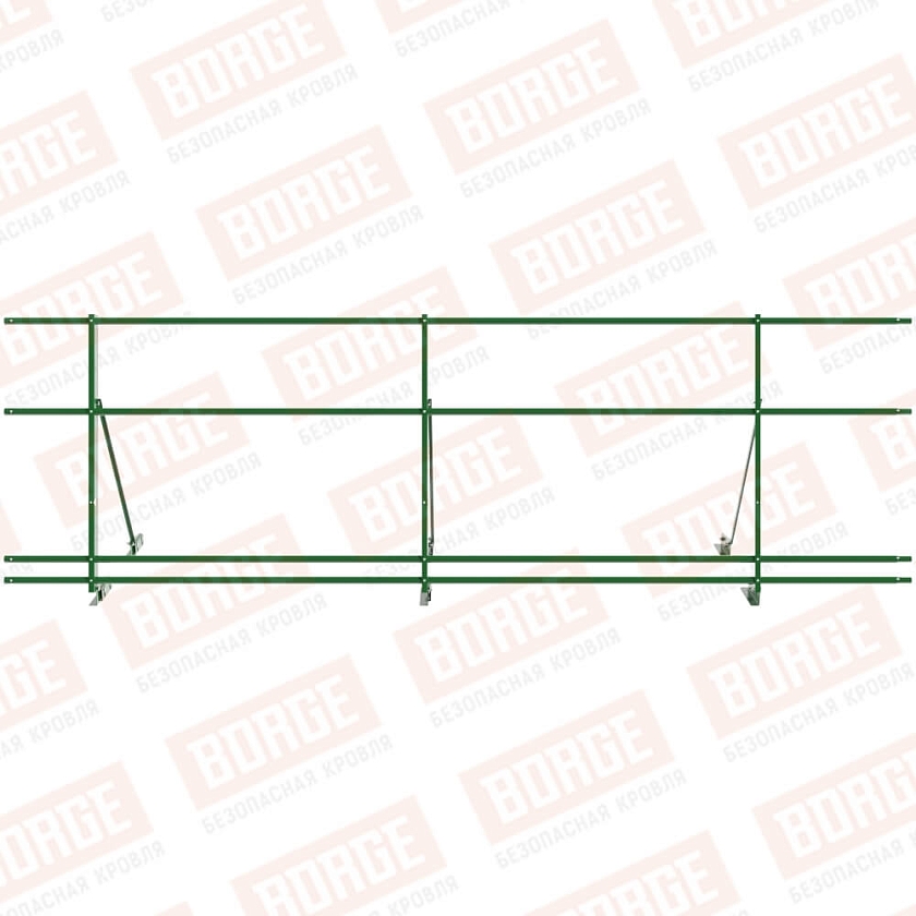 Ограждение декоративное NewLine H-90см, 3м, для фальц. кров., лиственно-зеленый (RAL 6002), с двумя доп. трубами