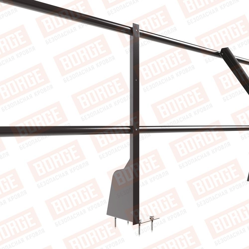 Ограждение плоских кровель Русский Рубеж Н-60, 3м, верхнее крепление, серо-коричневый (RAL 8019)