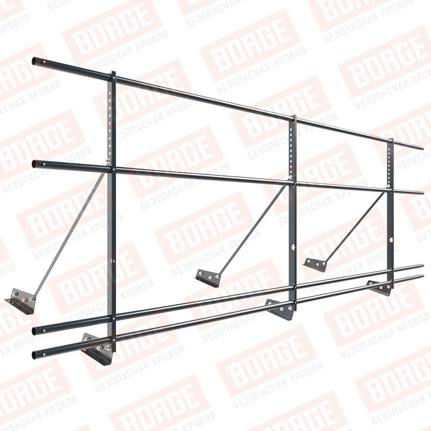 Ограждение декоративное NewLine H-90см, 3м, для фальц. кров., антрацитово-серый (RAL 7016), с двумя доп. трубами