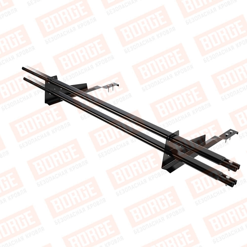 Снегозадержатель трубчатый BORGE 1,5м, 2 опоры, для черепичной кровли, чёрный (RAL 9005)