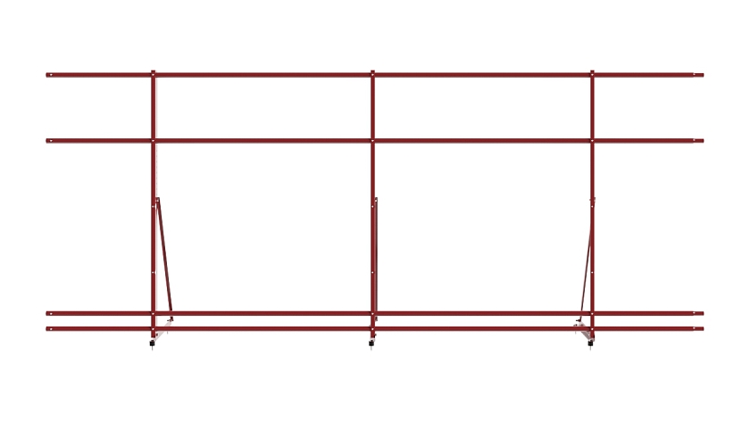 Ограждение кровельное NewLine H-120см, 3м, коричнево-красный (RAL 3011), с двумя доп. трубами