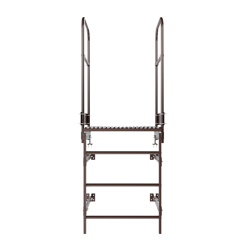 Лестница пожарная П1-1 с площадкой переходной 800х800мм BORGE, Н-1м, W-0.8м, оцинк., коричневый шоколад (RAL 8017)