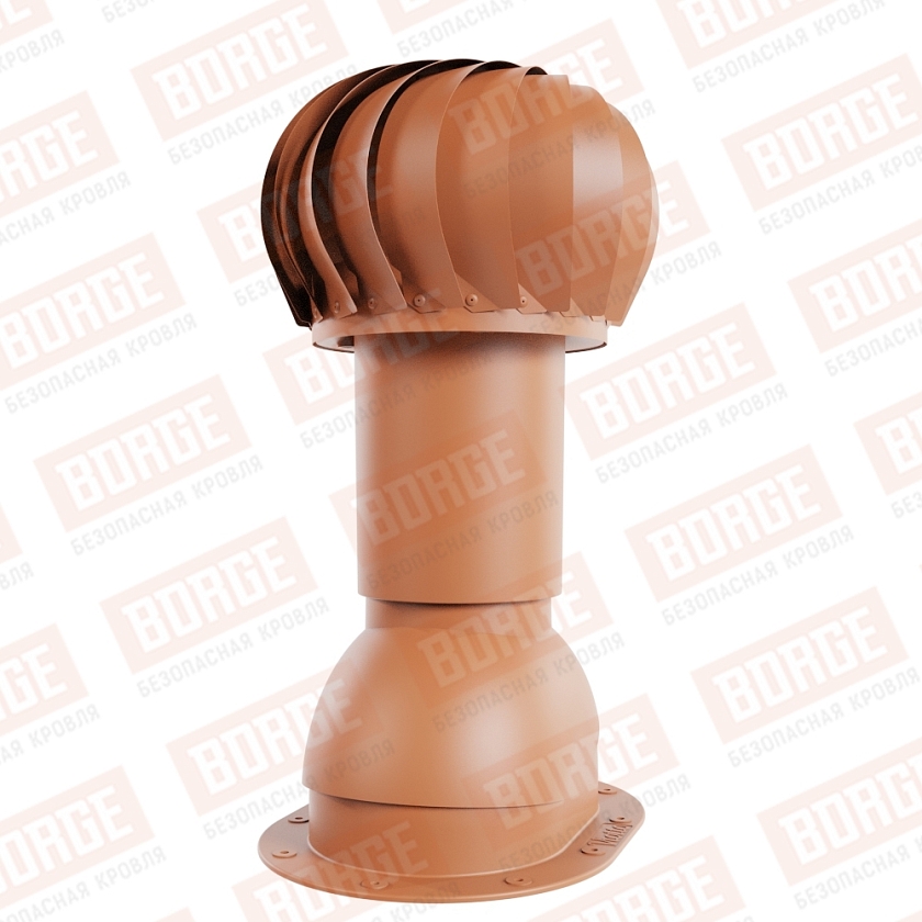 Роторная вентиляция Viotto, для готовой мягкой и фальцевой кровли, d-110мм, h-550мм, утепленная, терракотовый (RAL 8004)