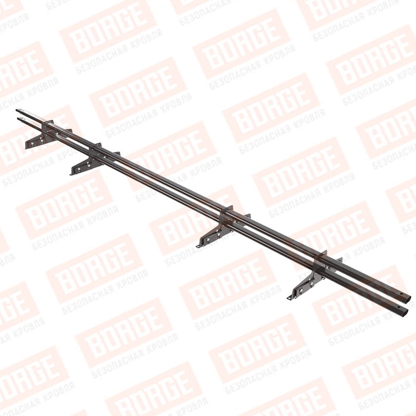 Снегозадержатель трубчатый Русский Рубеж 25х45мм, 3м, 4 опоры, для фальц. кровли, серо-коричневый (RR 32)