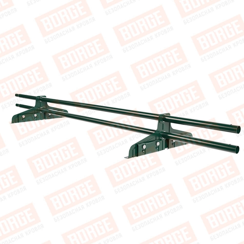 Снегозадержатель трубчатый Русский Рубеж D-25мм, 1,5м, 2 опоры, для фальц. кров., зеленый мох (RAL 6005)