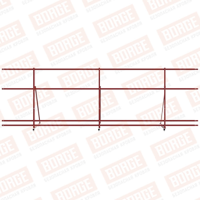 Ограждение декоративное NewLine H-90см, 3м, коричнево-красный (RAL 3011), с двумя доп. трубами