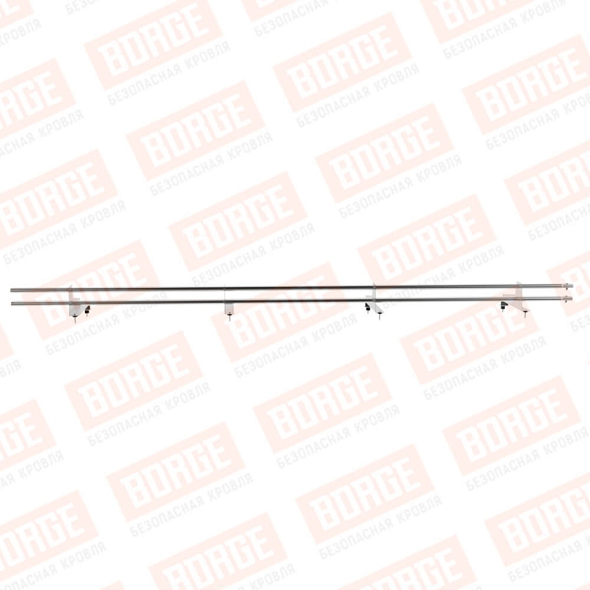 Снегозадержатель трубчатый BORGE 3м, 4 опоры, для МЧ с высокой ступенькой, цинк, 350мм