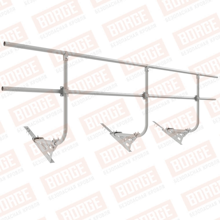 Ограждение кровельное BORGE H-90см, 3м, для композитной черепицы, бело-алюминиевый (RAL 9006)