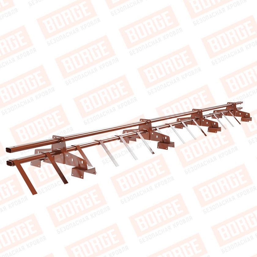 Снегозадержатель трубчатый BORGE 3м, 4 опоры, для профнастила Н-114, терракотовый (RAL 8004)