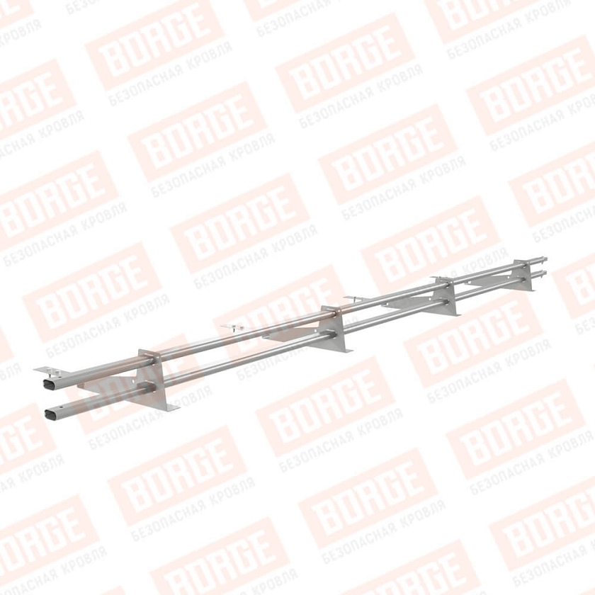 Снегозадержатель трубчатый BORGE 3м, 4 опоры, для композитной черепицы, бело-алюминиевый (RAL 9006)