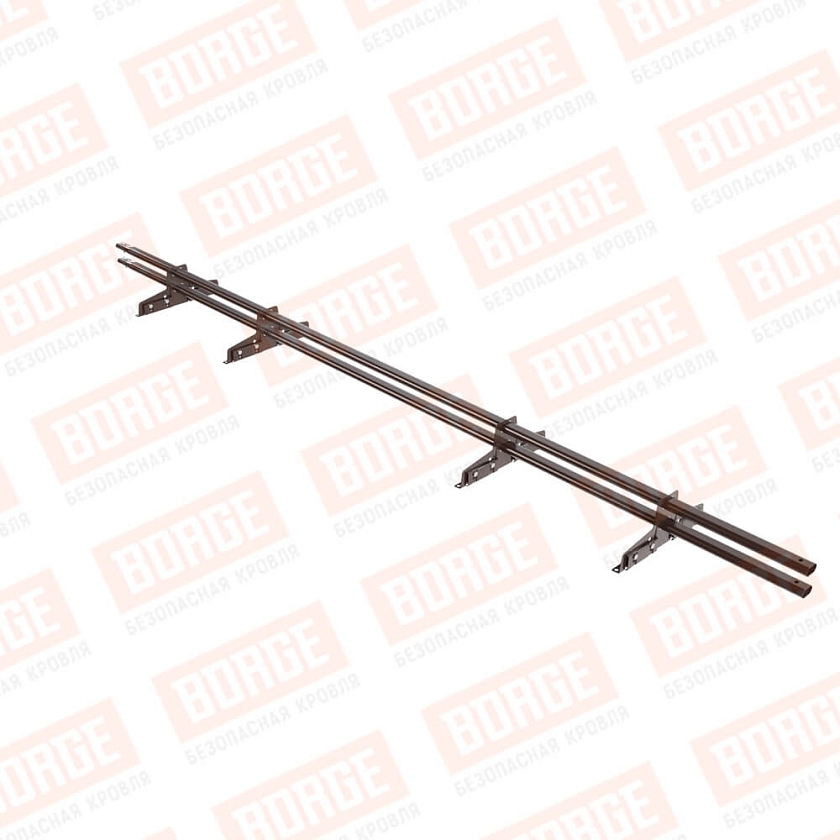 Снегозадержатель трубчатый Русский Рубеж 25х45мм, 3м, 4 опоры, для фальц. кровли, коричневый шоколад (RAL 8017)