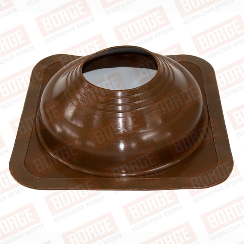 Проходка кровельная прямая №7 BORGE (d=160-220, 365х365mm, RAL 8017 коричневый), силикон