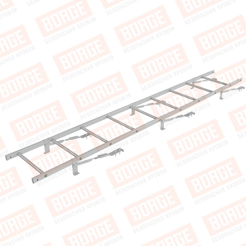 Комплект лестница кровельная BORGE 2,7м, для штучной черепицы, бело-алюминиевый (RAL 9006)